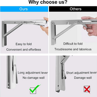 16"Stainless Steel Folding Table Bracket Shelf Bench 200kg Load Heavy Duty
