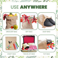 50Pcs 15X20cm Drawstring Storage Bags Calico Bags Linen Tote Gift Bag Bulk