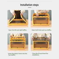 28L yellow Storage Container Stackable 5 Sides Open Top Lid Transparent Foldable