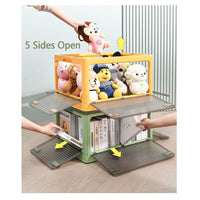 37L yellow Storage Container Stackable 5 Sides Open Top Lid Transparent Foldable