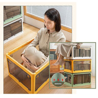 37L yellow Storage Container Stackable 5 Sides Open Top Lid Transparent Foldable