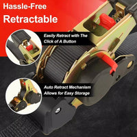 Quick Release Automatic Heavy Duty Retractable Ratchet Tie Down Strap black 50mm*4.5m