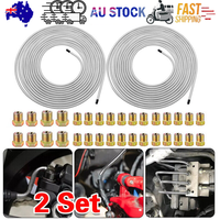 2 Packs 3/16 inch Brake Line Kit 25Ft Tube Rolls Zinc Steel with 32 Fittings NEW