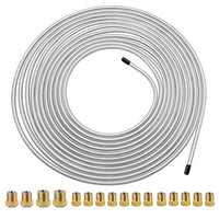 2 Packs 3/16 inch Brake Line Kit 25Ft Tube Rolls Zinc Steel with 32 Fittings NEW