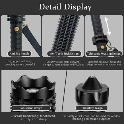 Baseball LED Flashlight Rechargeable Zoom Police Security Torch Baton Lamp Light