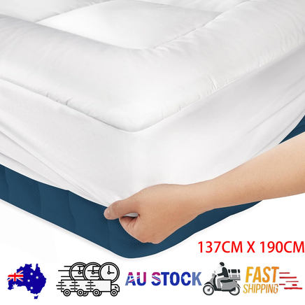 Luxury Mattress Topper Pillowtop Bedding Mat Pad Fitted Cover Underlay DOULBE
