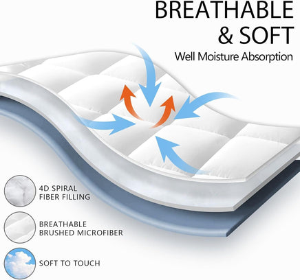 Luxury Mattress Topper Pillowtop Bedding Mat Pad Fitted Cover Underlay QUEEN