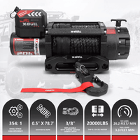 X-BULL 12V Electric Winch 20000LBS Synthetic Rope Truck Trailer Winch 4X4 4WD