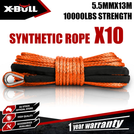 X-BULL Dyneema Synthetic Rope Winch Cable SK75 5.5MM x 13M Car Tow Recovery Strap