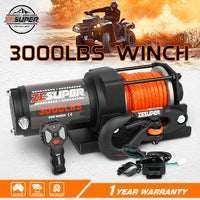 ZESUPER 12V Electric Winch 3000lbs Synthetic Rope Wireless Remote ATV UTV BOAT