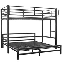 KINGSTON SLUMBER Single Loft Bed And Double Underbed, Multifunctional, Space Saving with Fixed Ladder, Matte Dark Grey