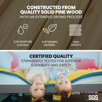 Kingston Slumber Triple Wooden Single Over Double Bunk Bed Frame for Kids, Convertible Design, Grey