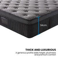 KINGSTON SLUMBER Premium Luxury 34cm Double Mattress, Medium-Firm, Natural Latex Layer, Euro Top, 7-Zone Pocket Spring