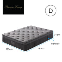 KINGSTON SLUMBER Premium Luxury 34cm Double Mattress, Medium-Firm, Natural Latex Layer, Euro Top, 7-Zone Pocket Spring