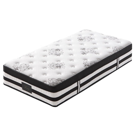 KINGSTON SLUMBER Luxury 34cm King Single Mattress, Medium Firm, Euro Top, 5-Zone Pocket Spring Foam