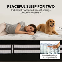 KINGSTON SLUMBER Luxury 34cm King Single Mattress, Medium Firm, Euro Top, 5-Zone Pocket Spring Foam