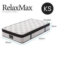 KINGSTON SLUMBER RelaxMax 31cm King Single Mattress, Medium, Euro Top, 5-Zone, Pocket Spring, Knitted Fabric