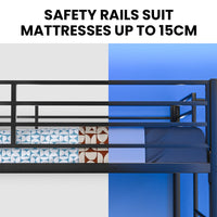 KINGSTON SLUMBER Single Loft Bed And Single Underbed, Multifunctional, Space Saving with Fixed Ladder, Matte Dark Grey