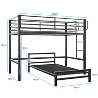 KINGSTON SLUMBER Single Loft Bed And Single Underbed, Multifunctional, Space Saving with Fixed Ladder, Matte Dark Grey