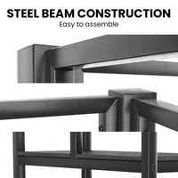 Gaming Loft Bed with Desk, Gridwall, Steel Metal Frame, Space Saving Design, for Single Mattress, Matte Dark Grey