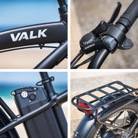 VALK Electric Fat Tyre Cruiser Bike, eBike with Throttle, Matte Black