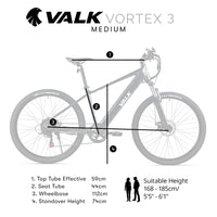 VALK Vortex 3 Electric Bike, Medium Frame Mountain ebike, Gunmetal Grey