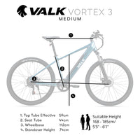 VALK Vortex 3 Electric Bike, Medium Frame Mountain ebike, Metallic Teal