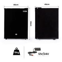 GECKO 70L Portable Bar Fridge and Freezer 12V/24V for Camping, Caravans, Black