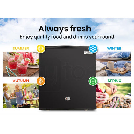 GECKO 57L Portable Camping Bar Fridge with Freezer 12V/24V, Black