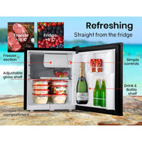 GECKO 57L Portable Camping Bar Fridge with Freezer 12V/24V, Black