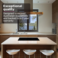 EuroChef 60cm 4 Zone Ceramic Cooktop, 6600W Electric, FlexiZone Adjustable Size Hobs, Touch Controls