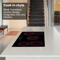 EuroChef 90cm 5 Zone Ceramic Cooktop, 8900W Electric, FlexiZone Adjustable Size Hobs, Touch Controls