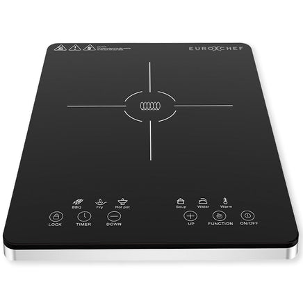 EUROCHEF Induction Cooktop, 2000W, 9 Heat Levels, Fast Electric Portable Cooker, Touch Controls
