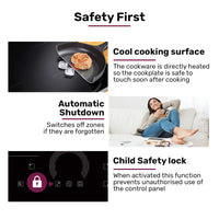 EUROCHEF 60cm 4 Zone Induction Cooktop, 7200W Electric, FlexZone Function, Touch Controls