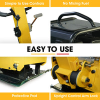 BAUMR-AG 185kg Reversible Vibratory Plate Compactor, Commercial 9HP 270cc, 500x700mm, Wheel Kit, for Sand Soil Gravel Asphalt (BCX-950)