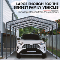 SHADE SHIELD Single Carport Shed 3.3 x 6 x 2.9m, Galvanised Steel Frame, Powder Coated Gable Roof, Shelter for Car Caravan Boat Tractor Agricultural