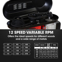 Baumr-AG DP15 600W 10" Pedestal Bench Drill Press, 12 Speeds, 16mm Chuck (DP15 II)