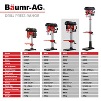 Baumr-AG 600W 12" Pedestal Bench Drill Press, 12 Speeds, 16mm Chuck (DP17)
