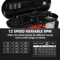 Baumr-AG 600W 12" Pedestal Bench Drill Press, 12 Speeds, 16mm Chuck (DP17)