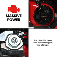 GENPOWER 3.6kW Peak 3.2kW Open Frame Inverter Generator, 2x15A, 11L Tank, Portable, Backup