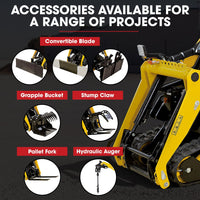 BAUMR-AG BSR5000 Mini Loader Skid Steer, with Bucket, 10hp OHV 4-Stroke Petrol Engine, 200kg Rated Operating Capacity