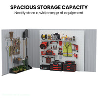 PlantCraft Galvanised Steel Garden Shed 2.58 x 2.07 x 2.02m, with 2 Sliding Doors, 4 Air Vents, Gable Roof, Floor Frame