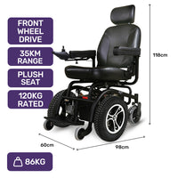 EQUIPMED Front Wheel Drive Power Electric Wheelchair, Up to 35km Range, Ultra-Comfortable, Safe Stable Non-Slip Anti-Roll Back Power Assist Chair