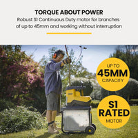 MICHIGAN 2400W Electric Crushing Impact Shredder, Quiet High Torque Garden Mulcher Chipper, Shreds Palm Fronds