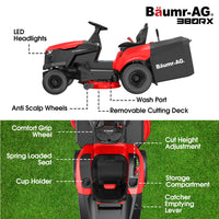 BAUMR-AG 38" Ride On Mower Tractor, Electric Start, 14hp 452cc, Hydrostatic, 100kg Towing, 7 Cut Heights