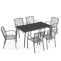 FORTIA 7pc Outdoor Dining Furniture Set, Rectangular Table and Chairs Setting for Outside