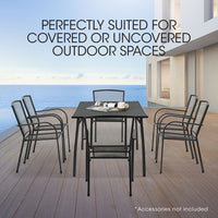 FORTIA 7pc Outdoor Dining Furniture Set, Rectangular Table and Chairs Setting for Outside