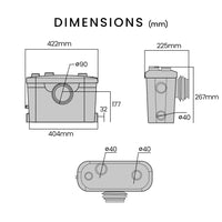 PROTEGE Macerator Pump, with 4 Inlet, for P-Trap Toilet, House, Bathroom, Shower, Sink, Washing Machine