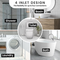 PROTEGE Macerator Pump, with 4 Inlet, for P-Trap Toilet, House, Bathroom, Shower, Sink, Washing Machine