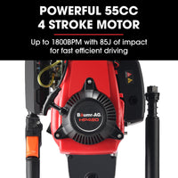 BAUMR-AG HP480 55cc 4-Stroke Petrol Post Driver, with 2 Piling Socket Sleeves
